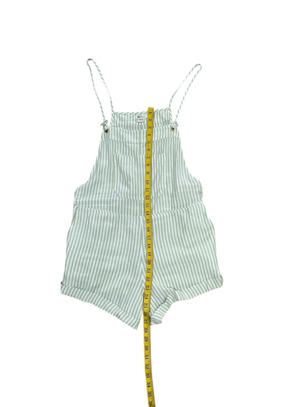 Billabong Light Green and White Striped Short Overalls - Picture 3 of 13